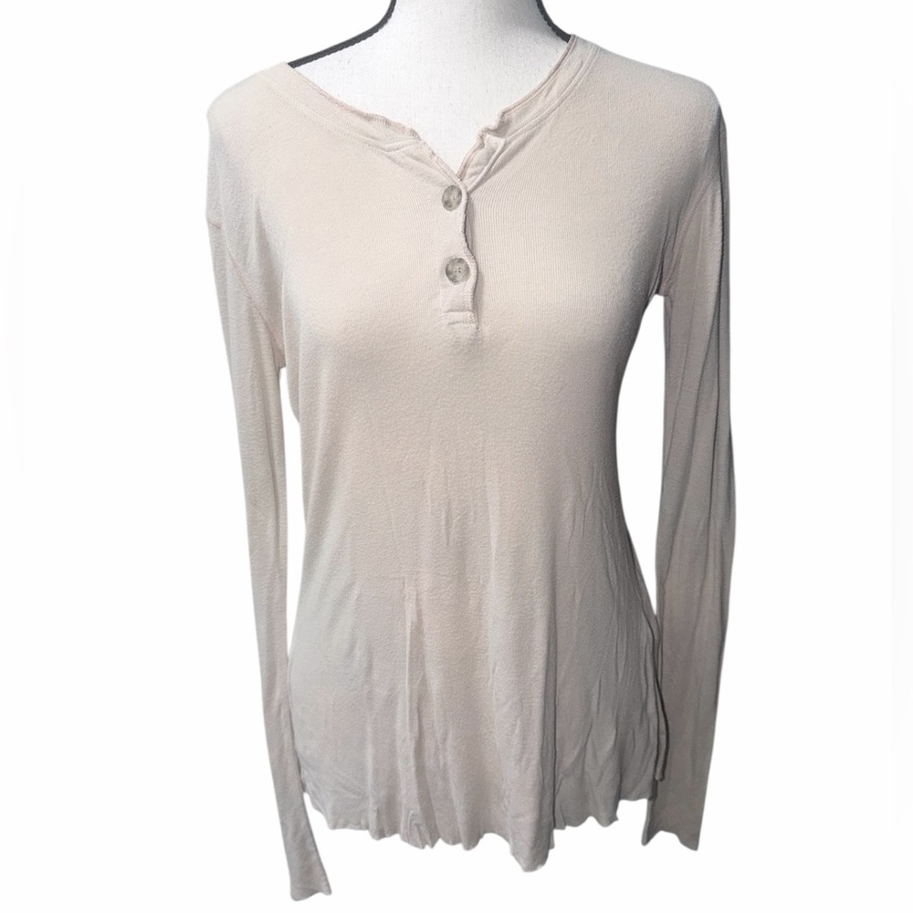 Truly Madly Deeply Urban Outfitters Oatmeal Boyfriend Thermal Top Size XS
